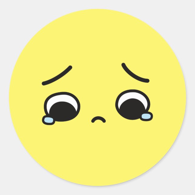 Sticker Rond Triste Sentiment Visage En Bas Emoji Jaune (Devant)