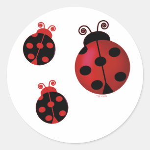 Sticker Rond Trois coccinelles