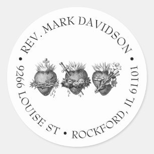 Sticker Rond Trois Coeurs de Jésus, Marie et Joseph Adresse