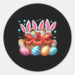 Sticker Rond Trois crevettes de lapin de Pâques Chasse Oeufs By