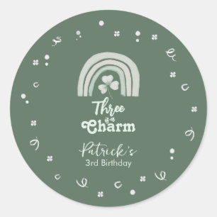 Sticker Rond Trois Est Un Charme Trèfle Anniversaire Tout Âge