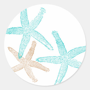 Sticker Rond Trois estampes à poisson étoilé