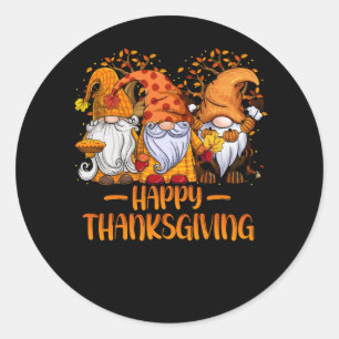 Sticker Rond Trois Gnomes Bon thanksgiving Automne Automne Pump