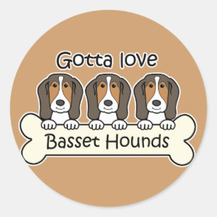 Sticker Rond Trois Hounds de Basset