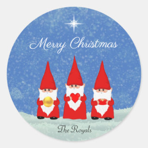 Sticker Rond Trois lutins de Noël