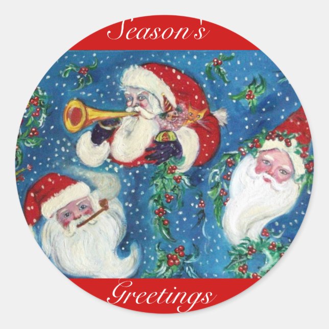 STICKER ROND TROIS PÈRE NOËL (Devant)