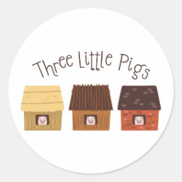 Sticker Rond Trois petits cochons