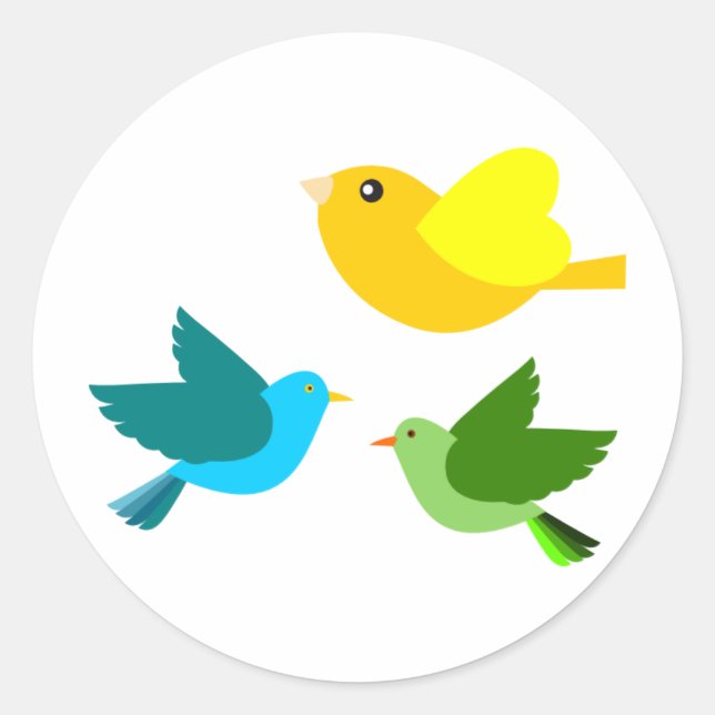 Sticker Rond Trois Petits Oiseaux (Devant)