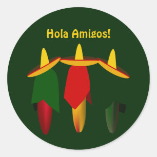 Sticker Rond Trois Poivrons Chauds Amigos Fiesta