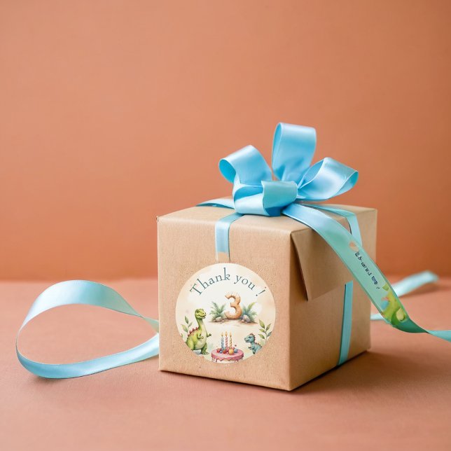 Sticker Rond Trois Rex Dinosaur 3e anniversaire (Créateur téléchargé)