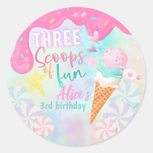 Sticker Rond Trois Scoops de Fun (Devant)