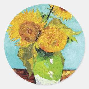 Sticker Rond Trois tournfleurs   Vincent van Gogh