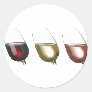 Sticker Rond Trois verres de coutume de vin