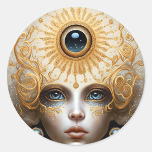 Sticker Rond Troisième déesse des yeux Imaginaire Art
