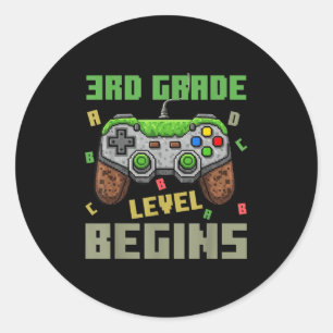 Sticker Rond Troisième Niveau Commence Gamer Garçons Enfants Re