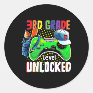 Sticker Rond Troisième Niveau Déverrouillé Ck À L'École Jeu Vid
