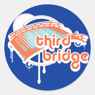 Sticker Rond troisième pont. orange&bleu.