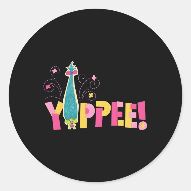 Sticker Rond Trolls Yippe Smidge (Devant)