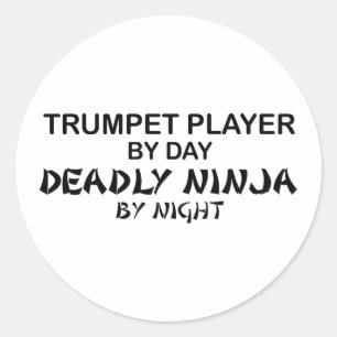 Sticker Rond Trompette Mortelle Ninja par nuit