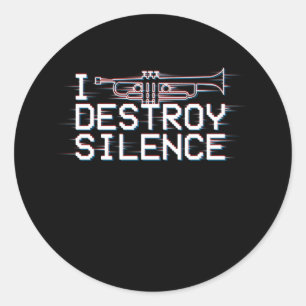 Sticker Rond Trompettes Je Détruit Le Silence