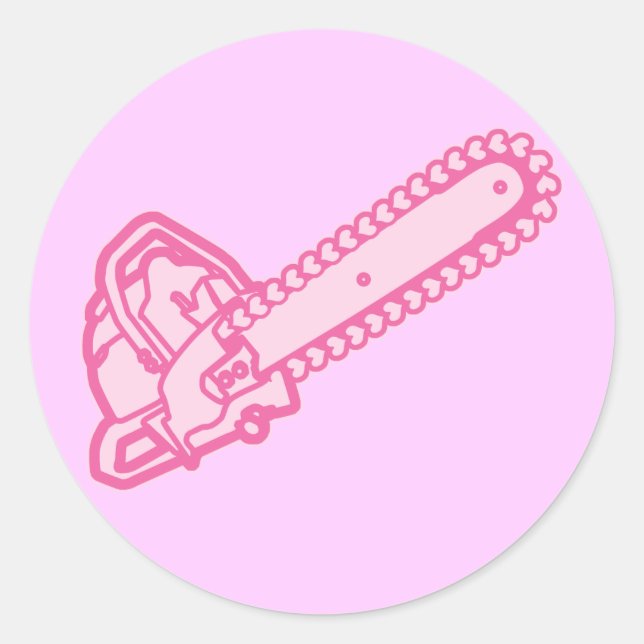 Sticker Rond tronçonneuse rose d'amour (Devant)
