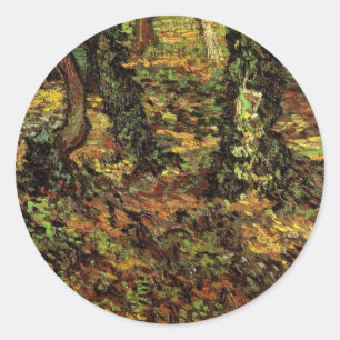 Sticker Rond Troncs d'arbres avec Ivy par Vincent van Gogh