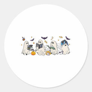 Sticker Rond Trône De Fantôme De Bookish De Gl Halloween
