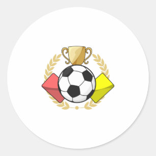 Sticker Rond Trophée de football rouge et jaune