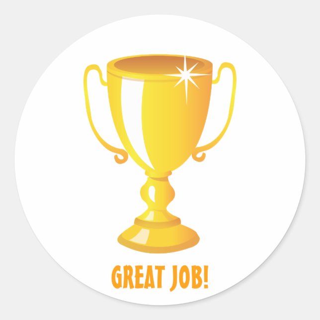 Sticker Rond Trophée d'or Great Job (Devant)