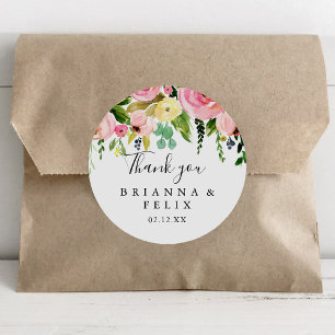 Sticker Rond Tropical Colorful Automne Merci Mariage Faveur