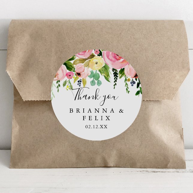 Sticker Rond Tropical Colorful Automne Merci Mariage Faveur (Créateur téléchargé)