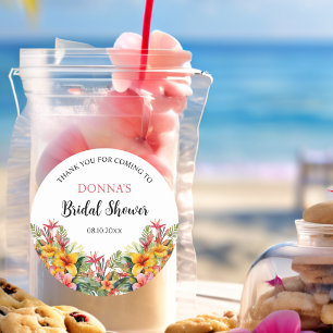 Sticker Rond Tropical Luau Fête de Mariage Hawaïenne