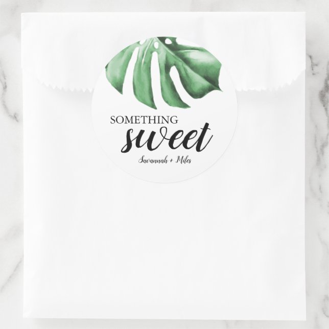 Sticker Rond Tropical Palm Green Quelque chose de sucré (Sac)