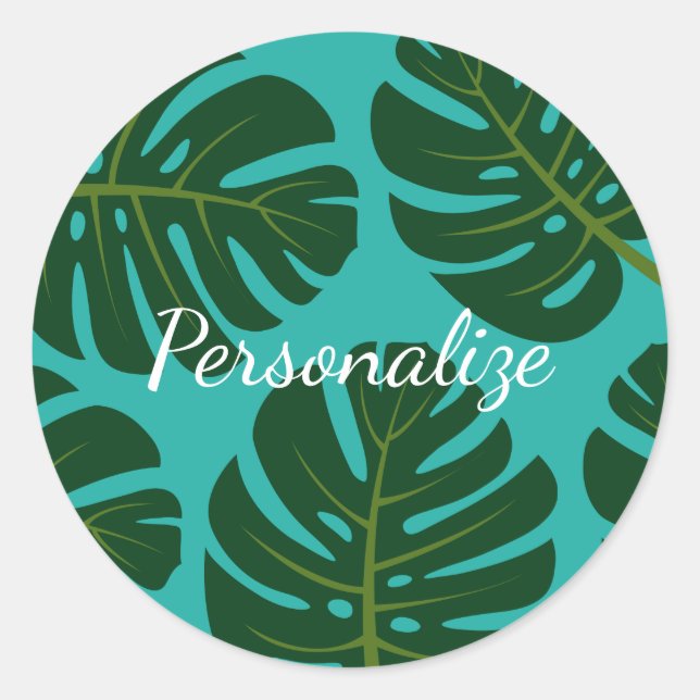 Sticker Rond Tropical rainforest palm feuille floral faveur aut (Devant)