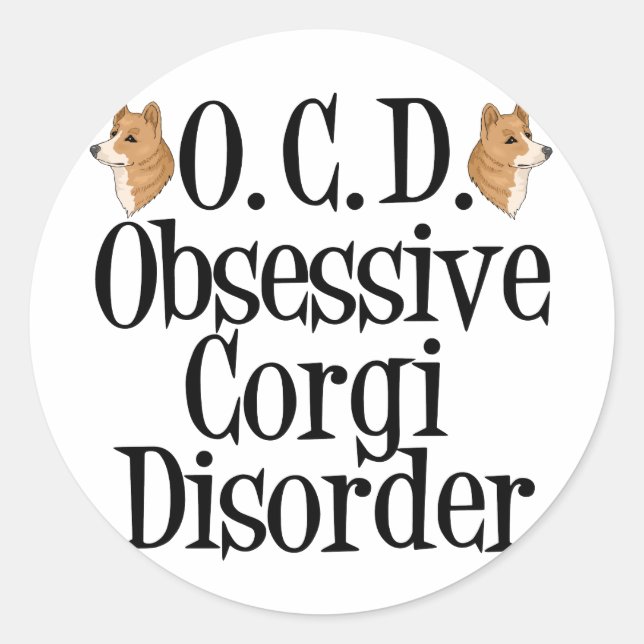 Sticker Rond Trouble de Corgi obsessionnel (Devant)
