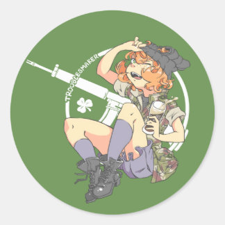 Sticker Rond Troublesmaker Dark BG (Armalite)