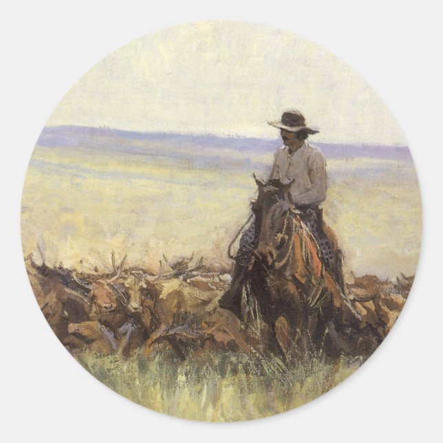 Sticker Rond Troupeau de sentiers au Wyoming par WHD Koerner (Devant)