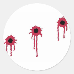 STICKER ROND TROUS DE BALLE SANGLANTS