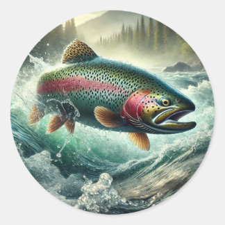 Sticker Rond Trout Illustration 