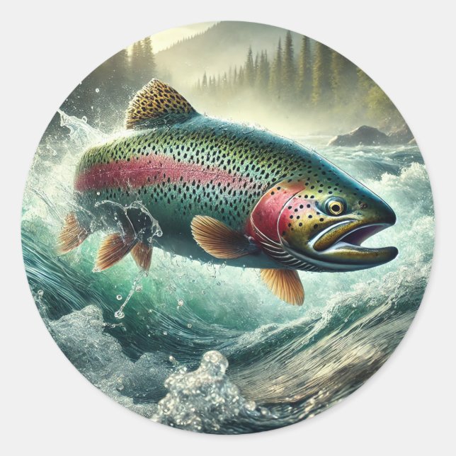 Sticker Rond Trout Illustration  (Devant)