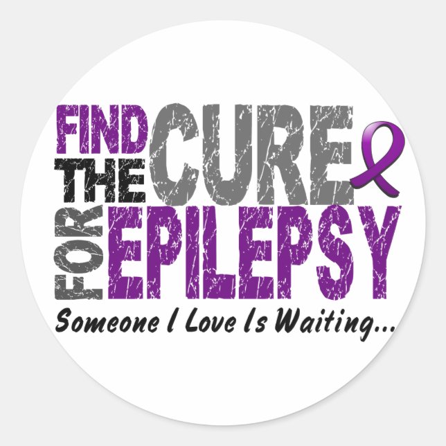 Sticker Rond Trouver Cure 1 EPILEPSY T-Shirts & Cadeaux (Devant)