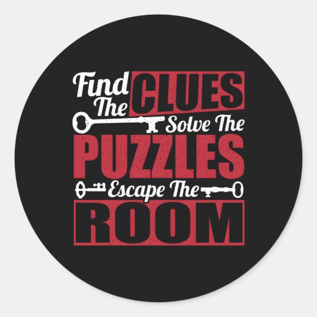 Sticker Rond Trouver Les Clés Résoudre Les Puzzles Escape Room  (Devant)