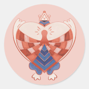 Sticker Rond Trouver mon coeur : Bloc de verrou en forme de coe