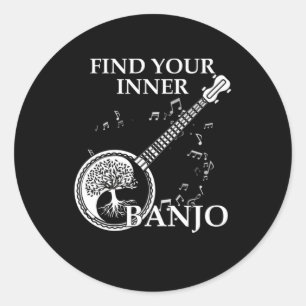 Sticker Rond Trouvez votre cadeau Banjo Bluegrass Country Music