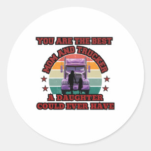 Sticker Rond Trucker Mère Fille Bond Famille Route Amour
