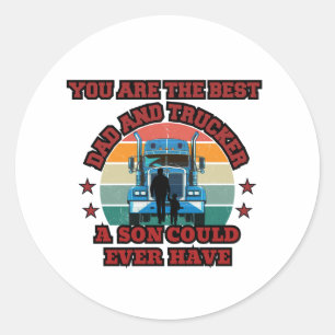 Sticker Rond Trucker Père Son Bond Road Famille Amour Design
