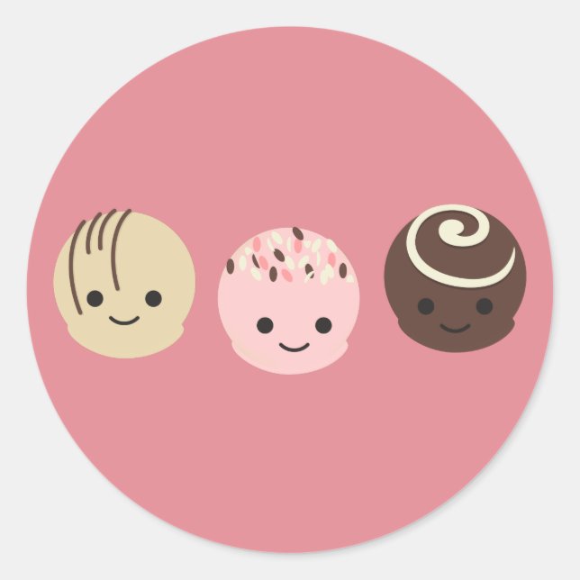 Sticker Rond Truffes au chocolat mignonnes (Devant)