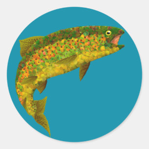 Sticker Rond Truite arc-en-ciel à feuilles d'Aspen 3