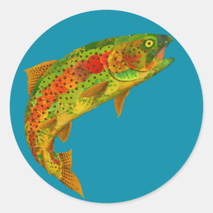 Sticker Rond Truite arc-en-ciel feuille Aspen 5