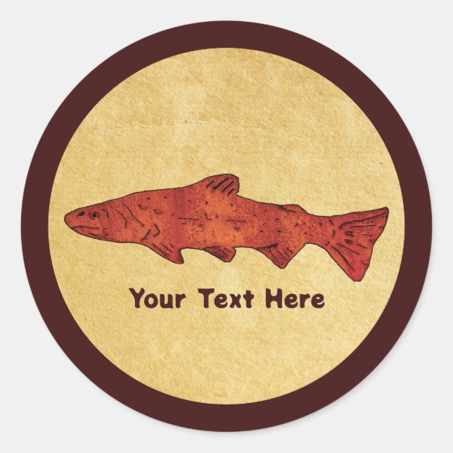 Sticker Rond Truite rustique (Devant)